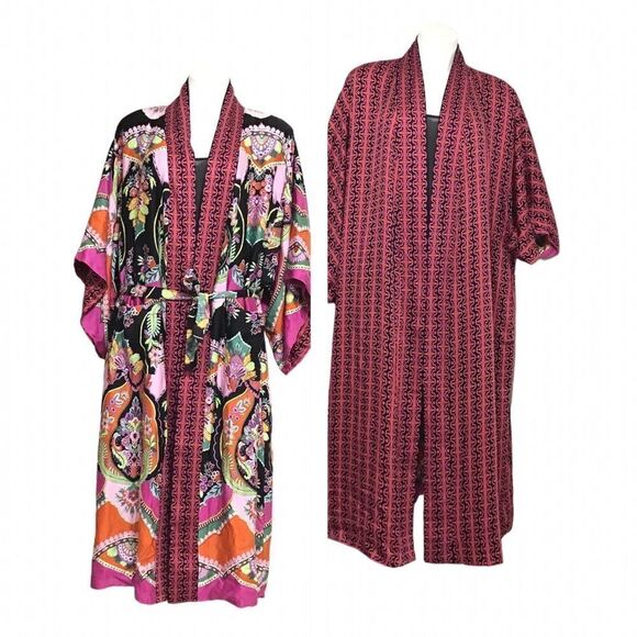 Rachel Zoe Kimono Duster Reversible Floral Print Kimono New Size Large - Picture 1 of 16